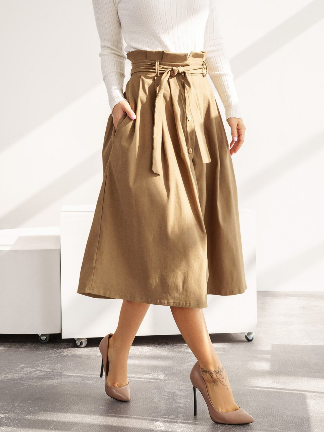 Юбки ISSA Plus модель 13583_beige Фото