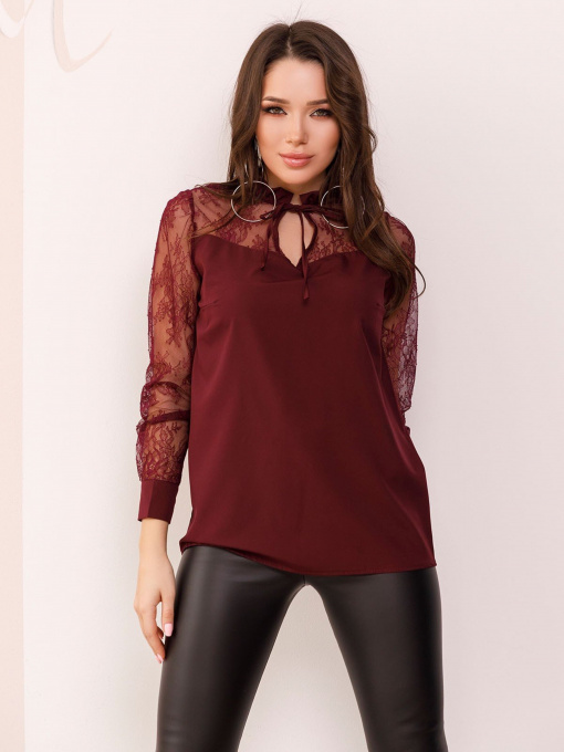 Рубашки ISSA Plus модель SA-162_burgundy Фото