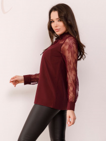 Рубашки ISSA Plus модель SA-162_burgundy Фото
