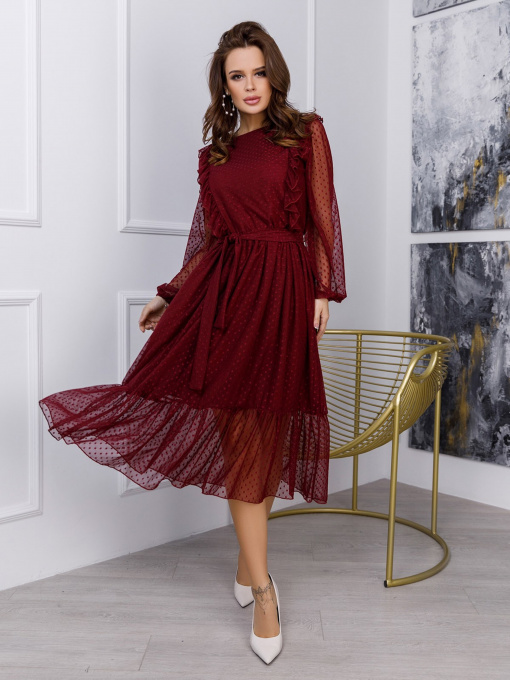 Платья ISSA Plus модель 12286_burgundy Фото
