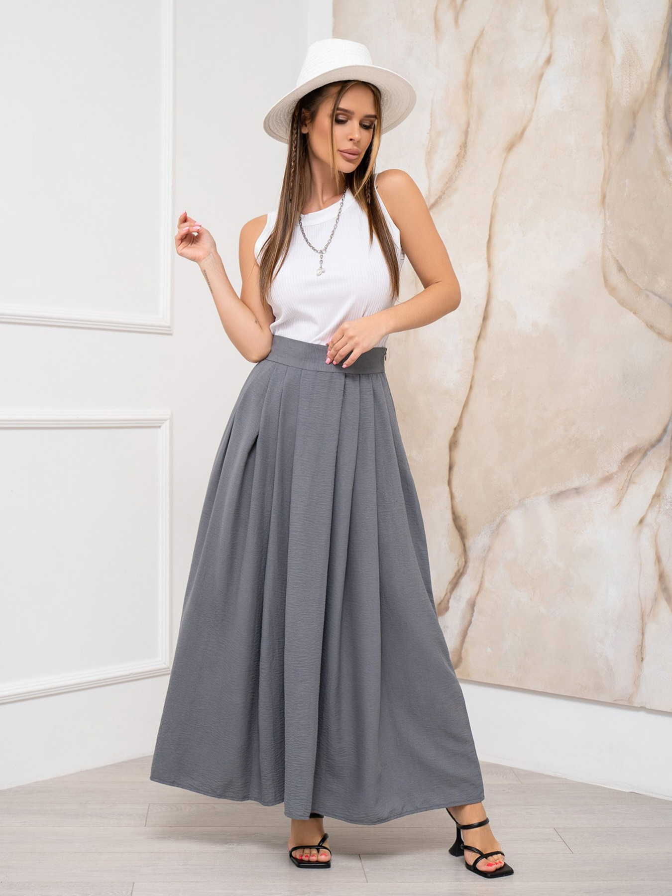 Спідниці ISSA Plus модель 13938_grey Спідниці ISSA Plus модель 13938_grey Фото