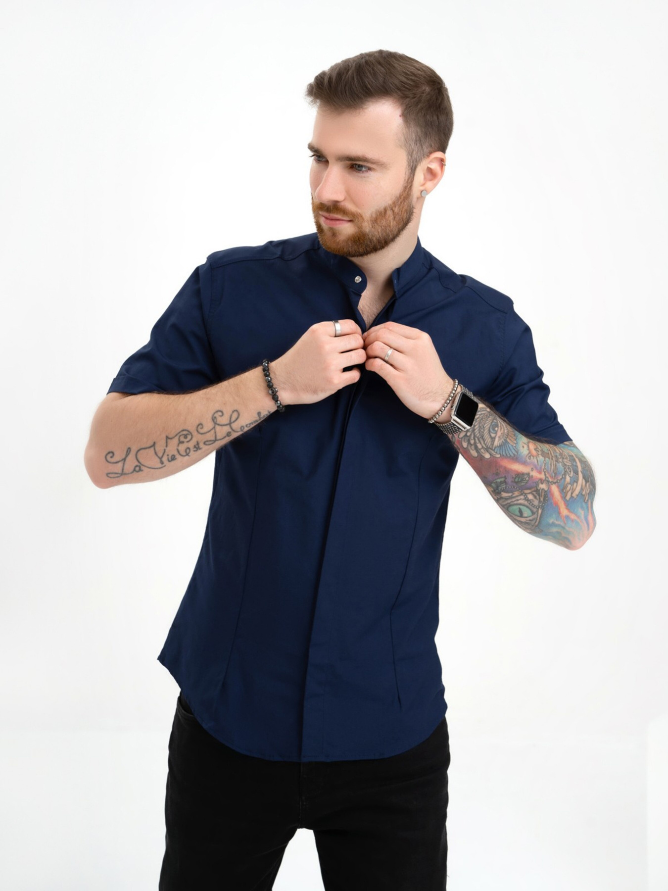Сорочки ISSA Plus модель GN4-128_darkblue Фото