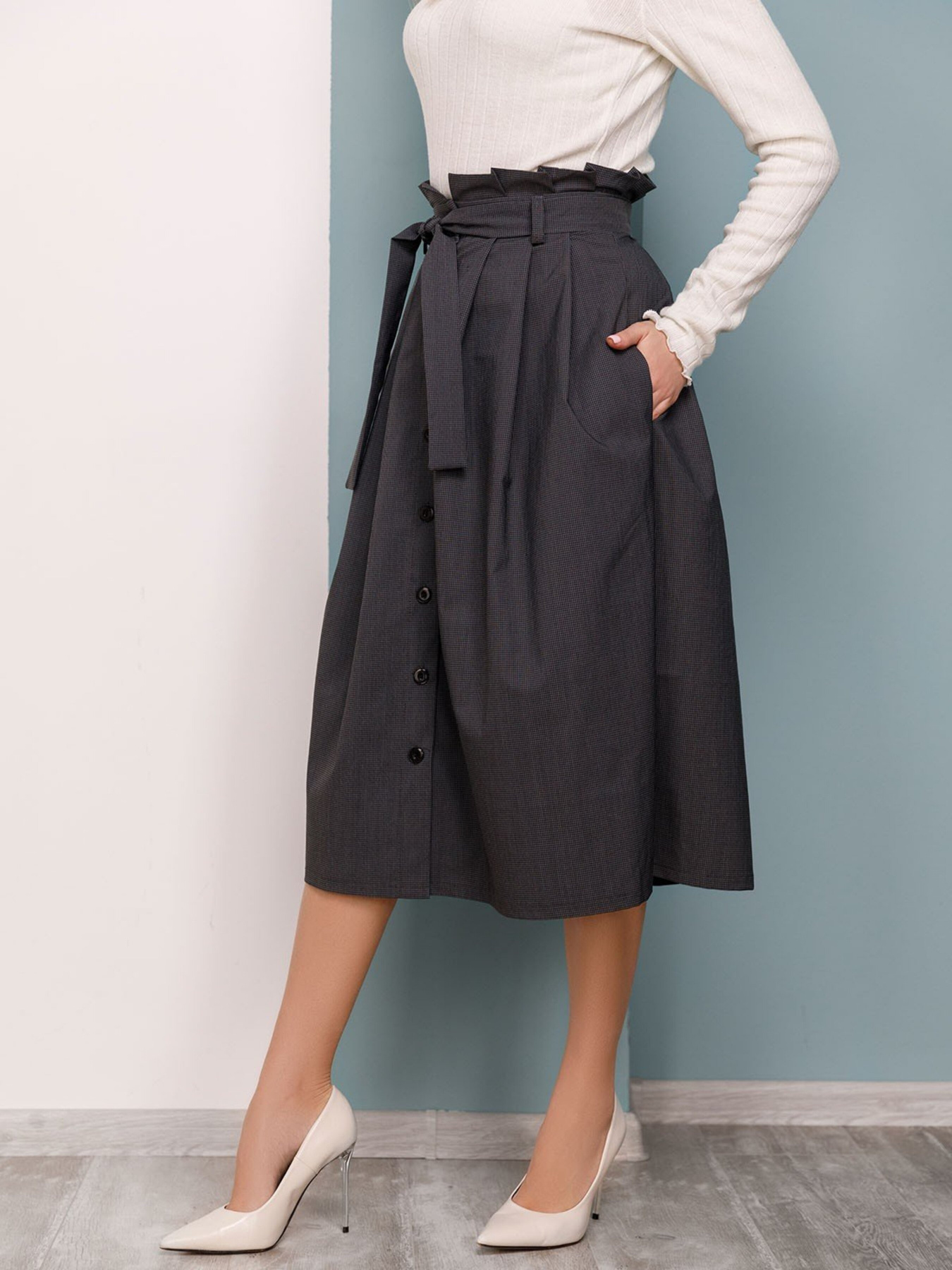 Юбки ISSA Plus модель 12464_grey Юбки ISSA Plus модель 12464_grey Фото