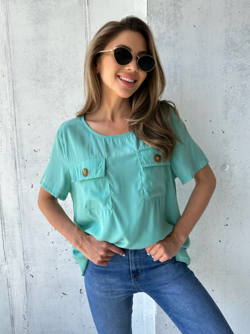 Сорочки ISSA Plus модель WN20-493_turquoise Фото