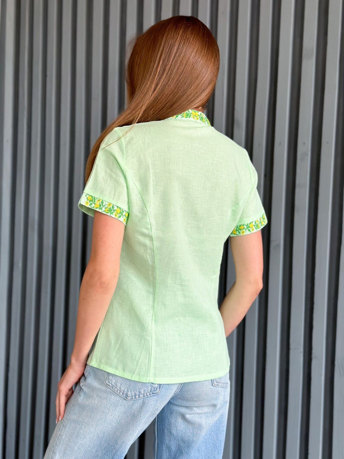 Вышиванки ISSA Plus модель WN20-527_lightgreen Фото