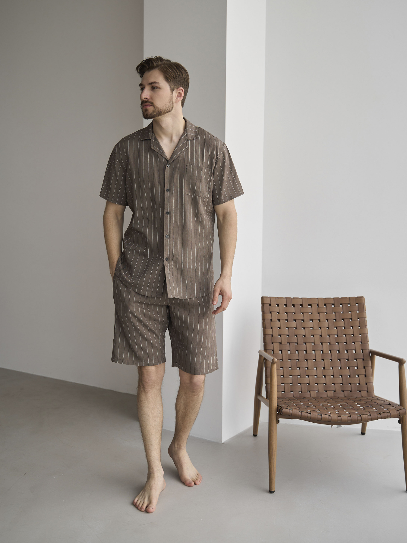 Одежда для дома и сна HANDY WEAR Linen Strip Short модель 0261 Фото