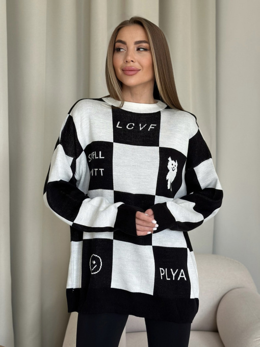 Свитры и кардиганы ISSA Plus модель WN20-556_whiteblack Фото
