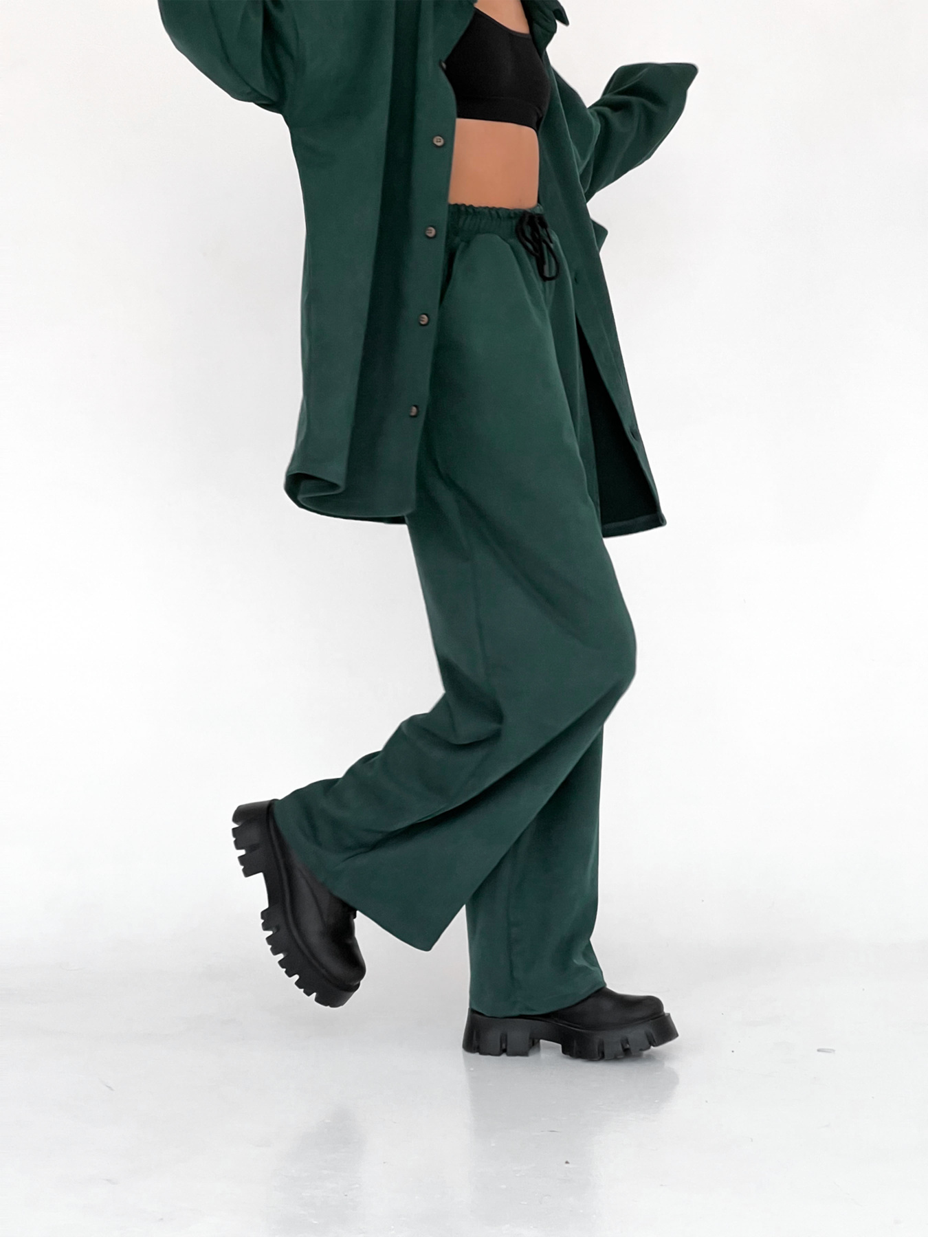 Штани IJ модель ij-pants-wide-zamsh-green Фото