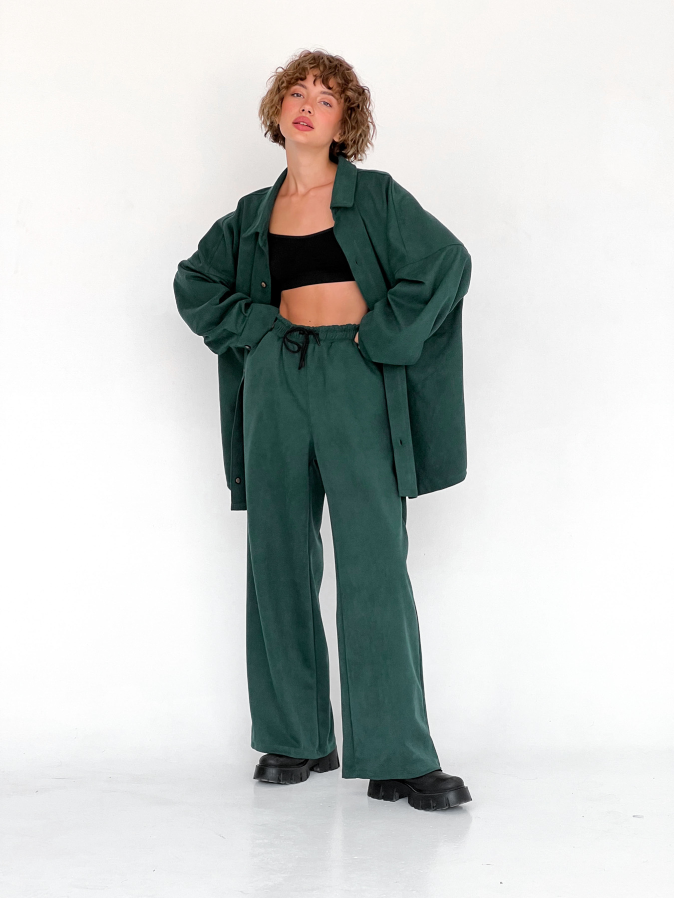 Штани IJ модель ij-pants-wide-zamsh-green Фото
