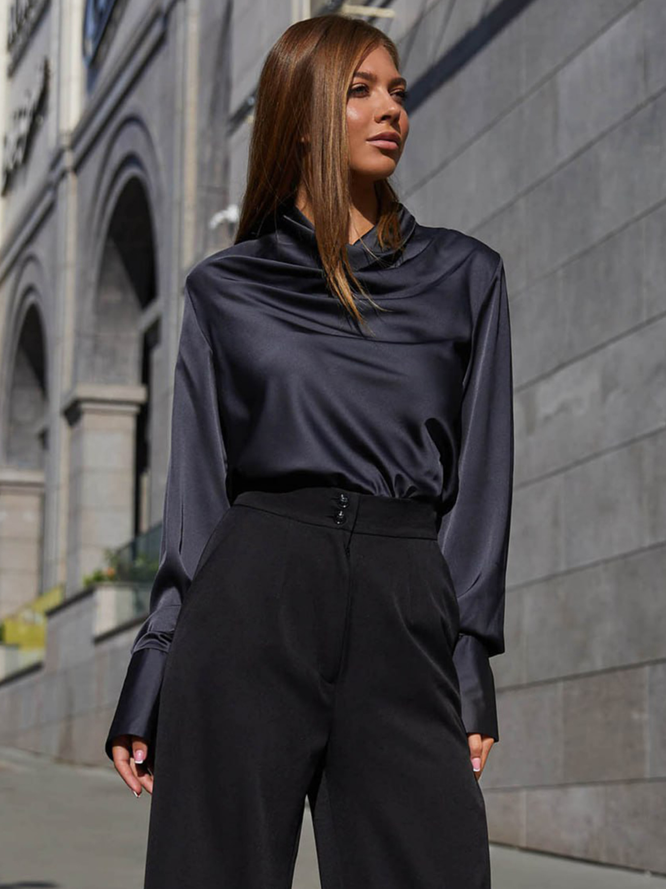 Рубашки Jadone Fashion модель Bluza_Kamilla_black Фото