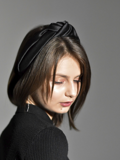 Обруч для волос MyScarf чёрный one size атлас без сетки MyScarf модель mp19616112 Фото