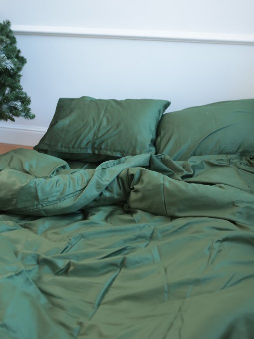 Комплект постільної білизни з тканини Сатин Смарагдовий колір BedclozZzes модель 3649 Фото