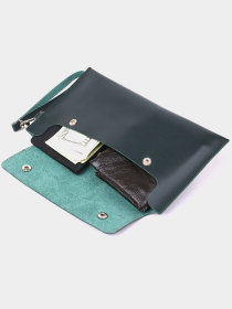 Шкіряна практична тревел-косметичка Shvigel Зелений Shvigel модель bag24_16423 Фото