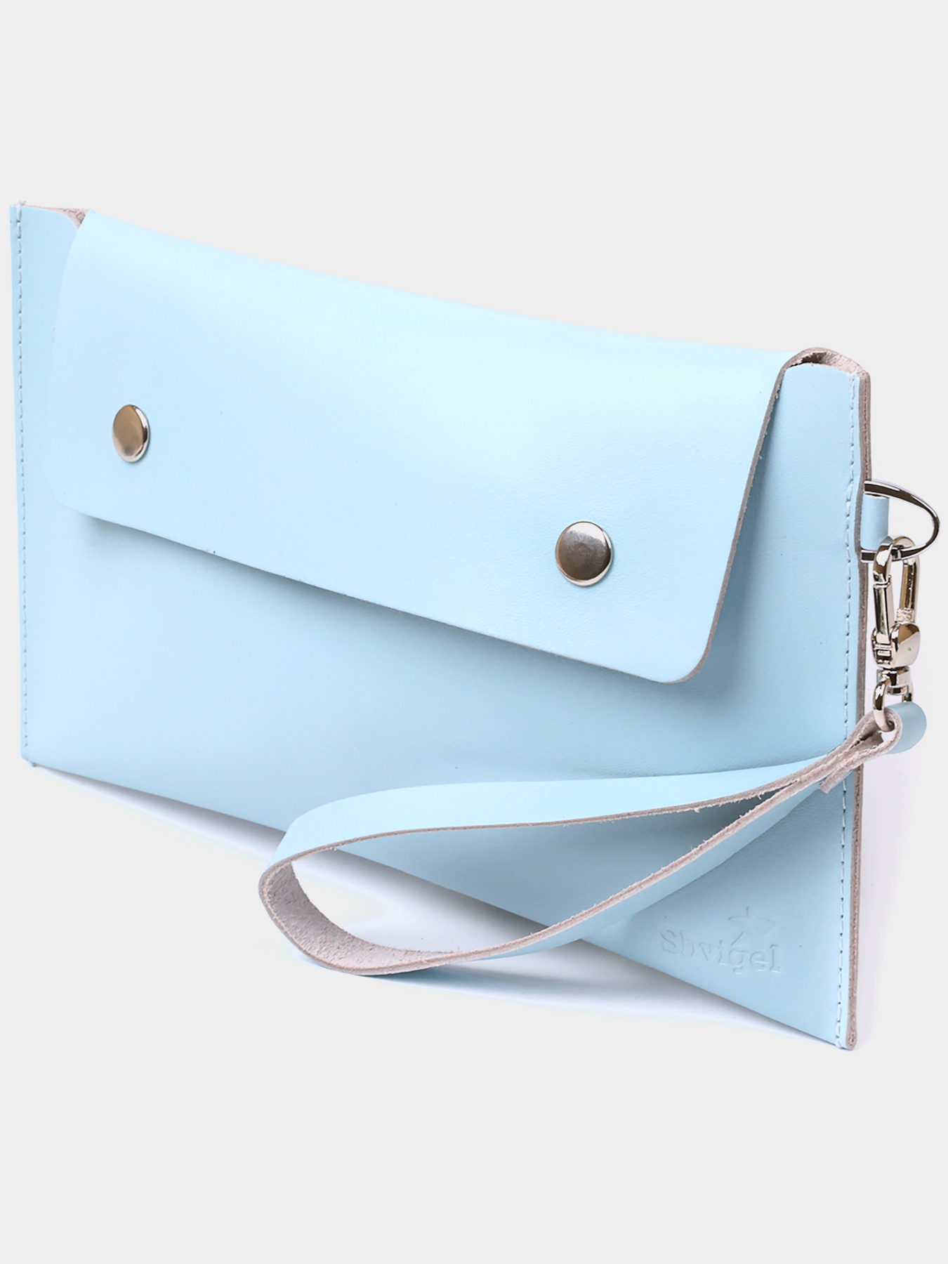 Кожаная женская тревел-косметичка Shvigel Голубой Shvigel модель bag24_16424 Фото