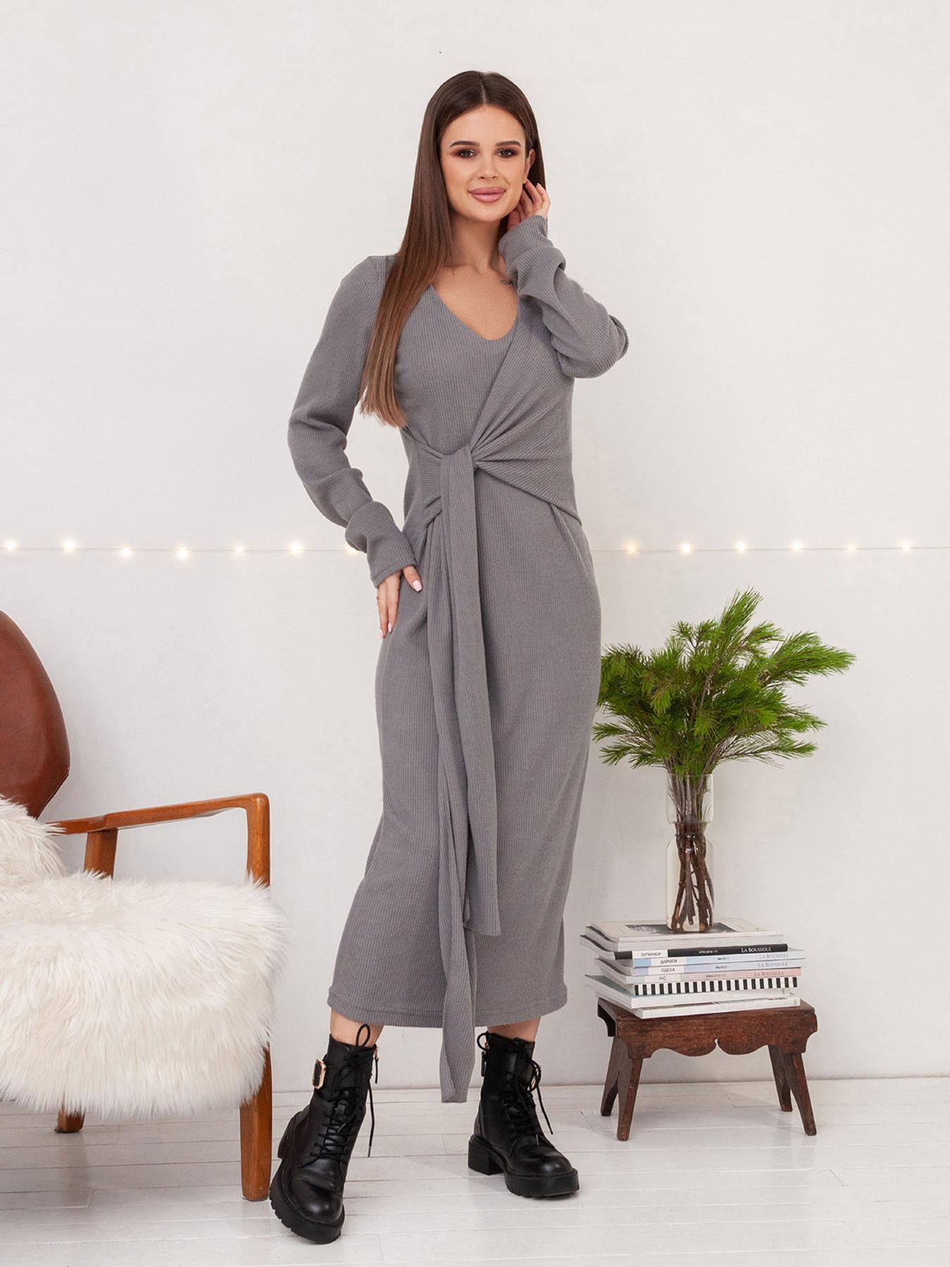 Платья ISSA Plus модель 14424_серый Платья ISSA Plus модель 14424_серый Фото