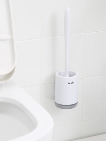 Йоржик з силіконовою щіткою клейкий настінний білий з сірим MBM HOME модель BP-12 WHITE/GRAY Фото