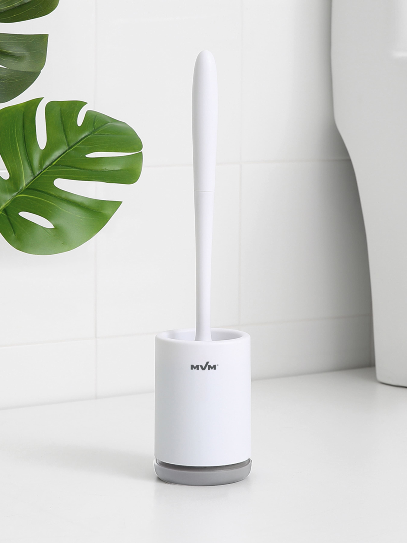 Йоржик з силіконовою щіткою підлоговий білий з сірим MBM HOME модель BP-13 WHITE/GRAY Фото