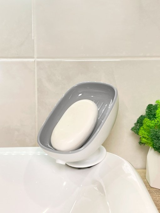 Мильниця на присосці біла з сірим MBM HOME модель BP-38 WHITE/GRAY Фото