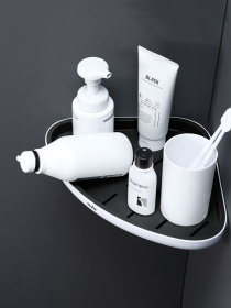 Полиця кутова клейка біла з чорним MBM HOME модель BP-26 WHITE/BLACK Фото