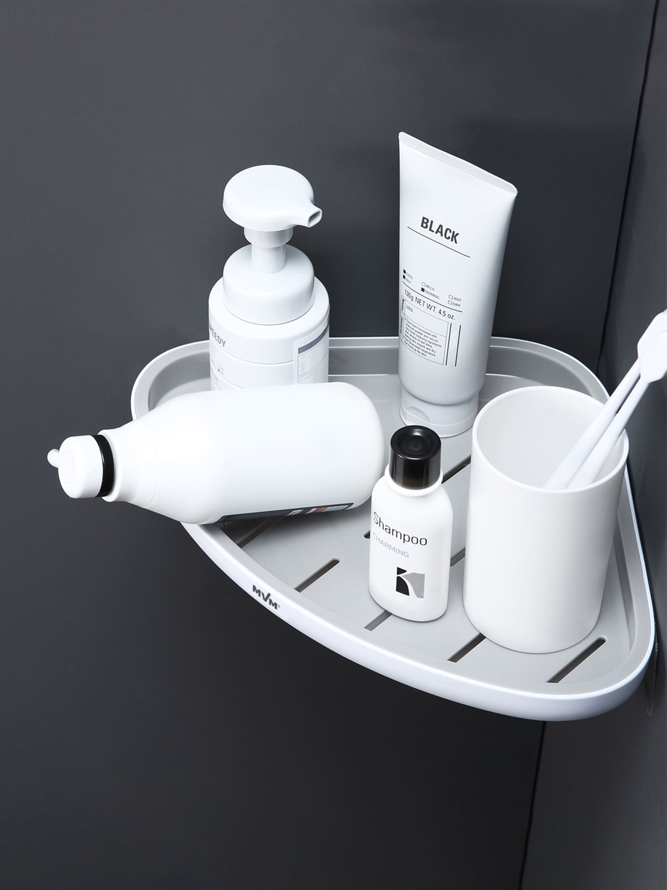 Полиця кутова клейка біла з сірим MBM HOME модель BP-26 WHITE/GRAY Фото