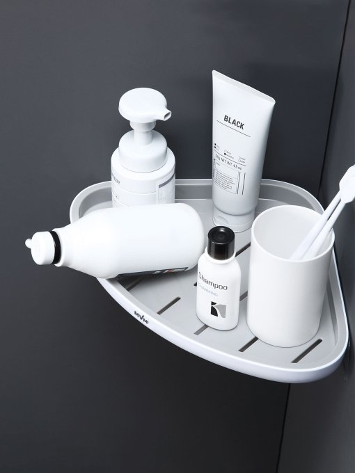 Полиця кутова клейка біла з сірим MBM HOME модель BP-26 WHITE/GRAY Фото