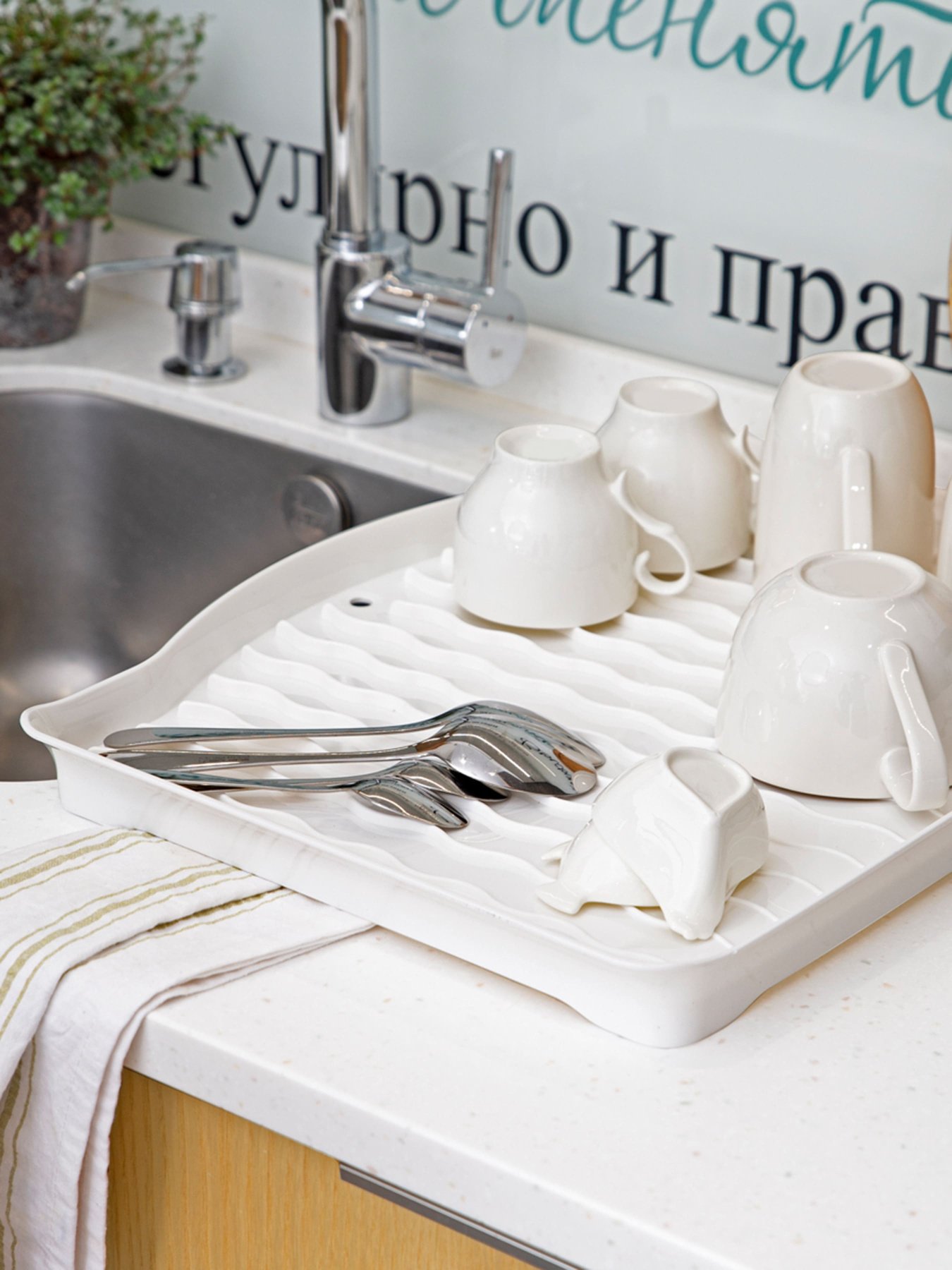 Сушарка для посуду біла MBM HOME модель DR-01 WHITE Фото