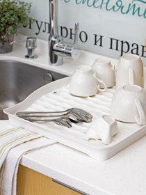 Сушарка для посуду біла MBM HOME модель DR-01 WHITE Фото