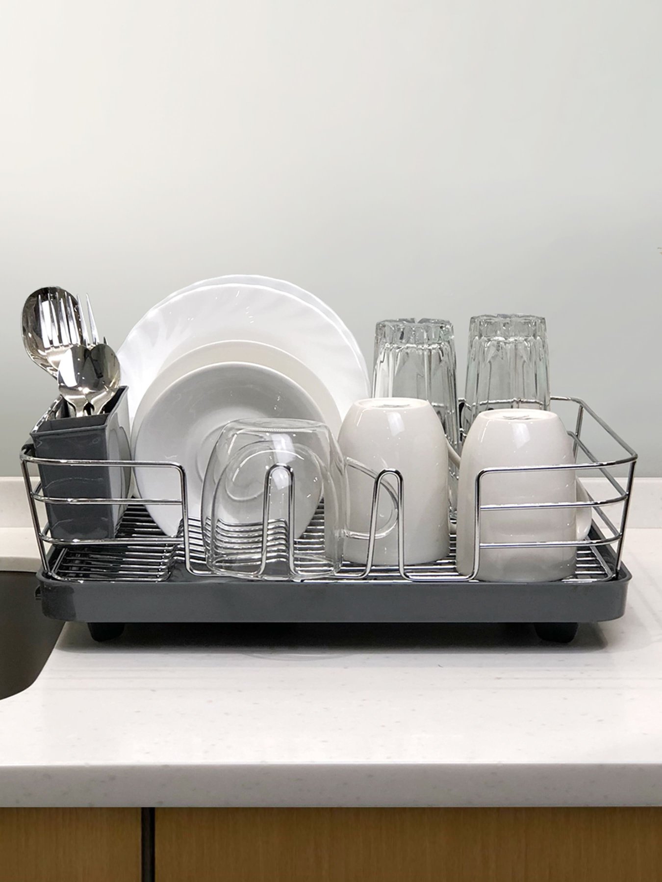 Сушилка для посуды с органайзером серая MBM HOME модель DR-02 GRAY Сушилка для посуды с органайзером серая MBM HOME модель DR-02 GRAY Фото
