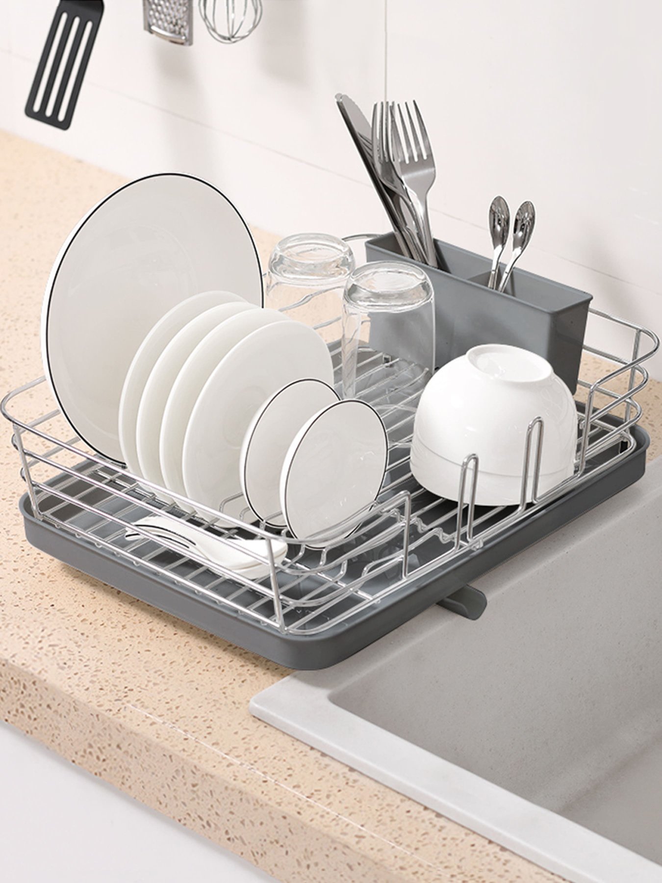 Сушилка для посуды с органайзером серая MBM HOME модель DR-02 GRAY Сушилка для посуды с органайзером серая MBM HOME модель DR-02 GRAY Фото