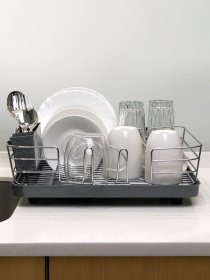 Сушилка для посуды с органайзером серая MBM HOME модель DR-02 GRAY Фото
