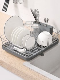 Сушилка для посуды с органайзером серая MBM HOME модель DR-02 GRAY Фото