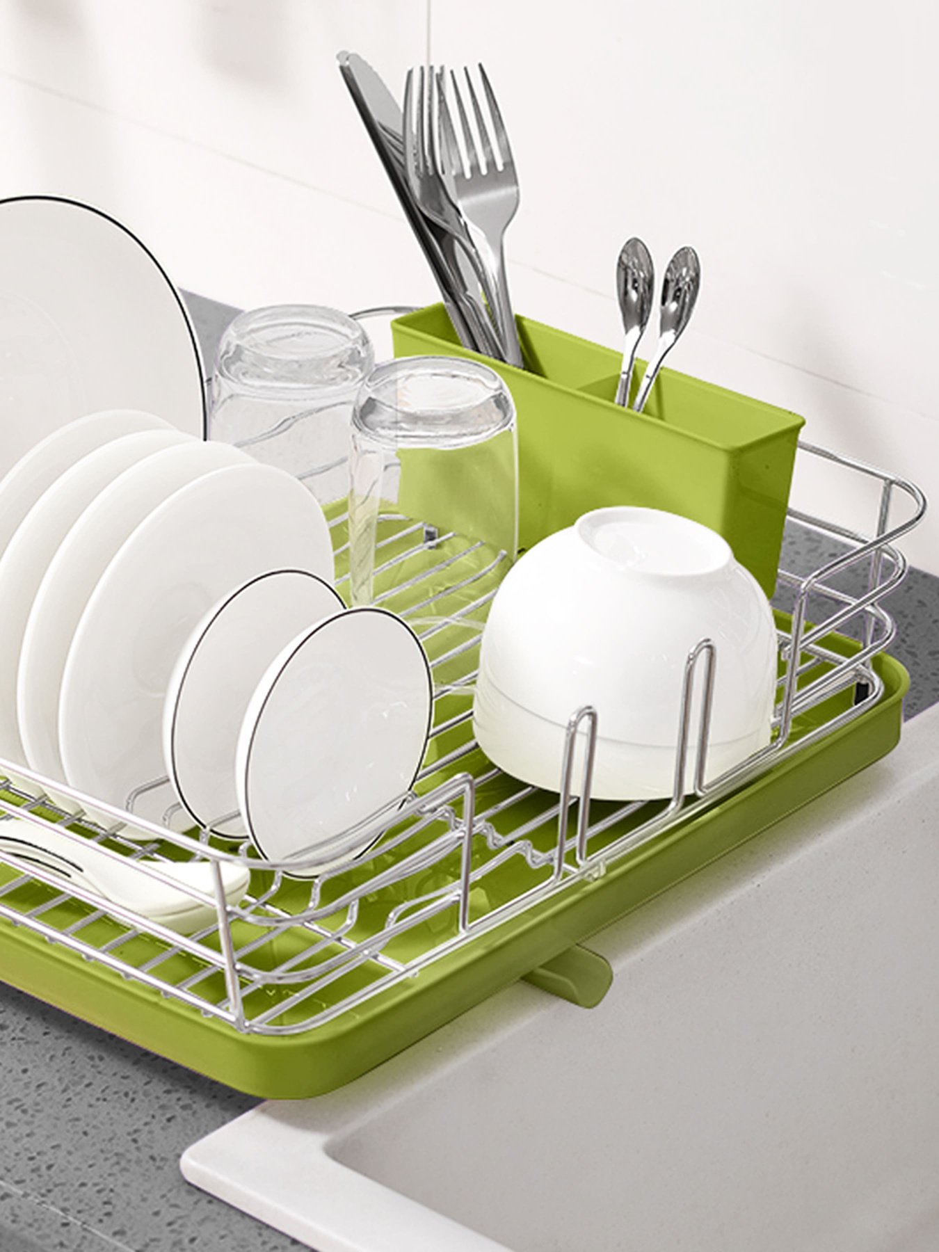 Сушилка для посуды с органайзером зеленая MBM HOME модель DR-02 GREEN Сушилка для посуды с органайзером зеленая MBM HOME модель DR-02 GREEN Фото