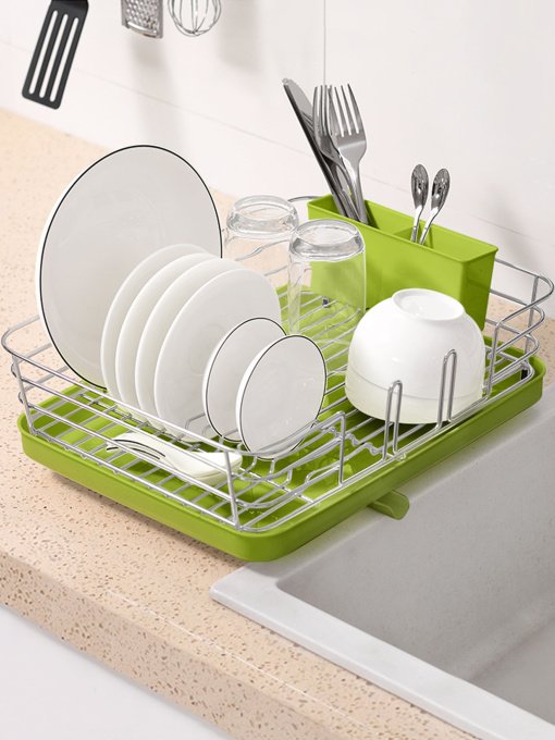 Сушилка для посуды с органайзером зеленая MBM HOME модель DR-02 GREEN Фото