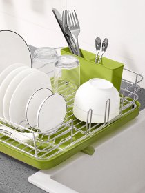 Сушилка для посуды с органайзером зеленая MBM HOME модель DR-02 GREEN Фото