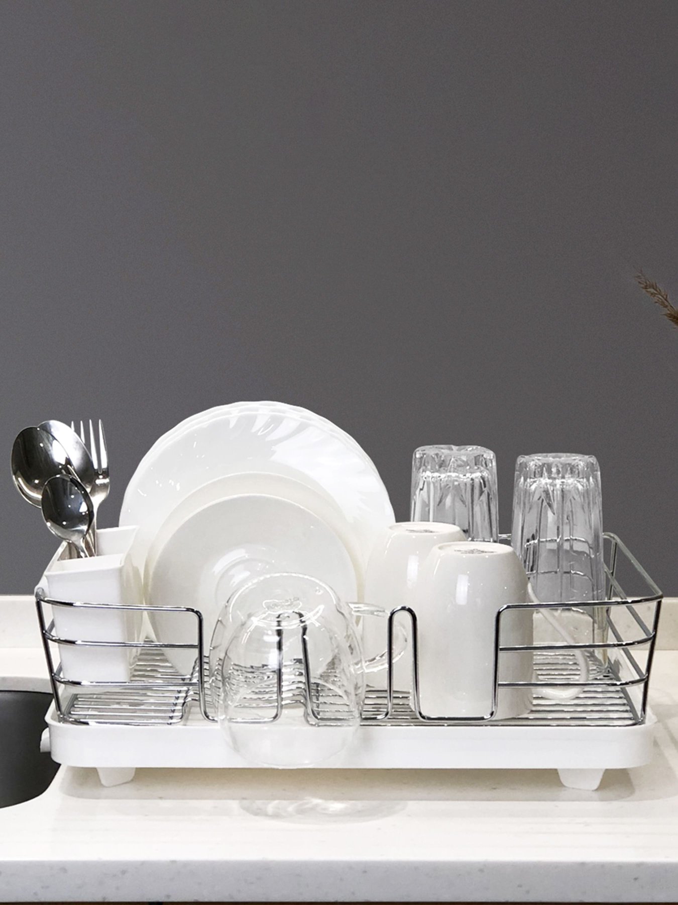 Сушилка для посуды с органайзером белая MBM HOME модель DR-02 WHITE Фото