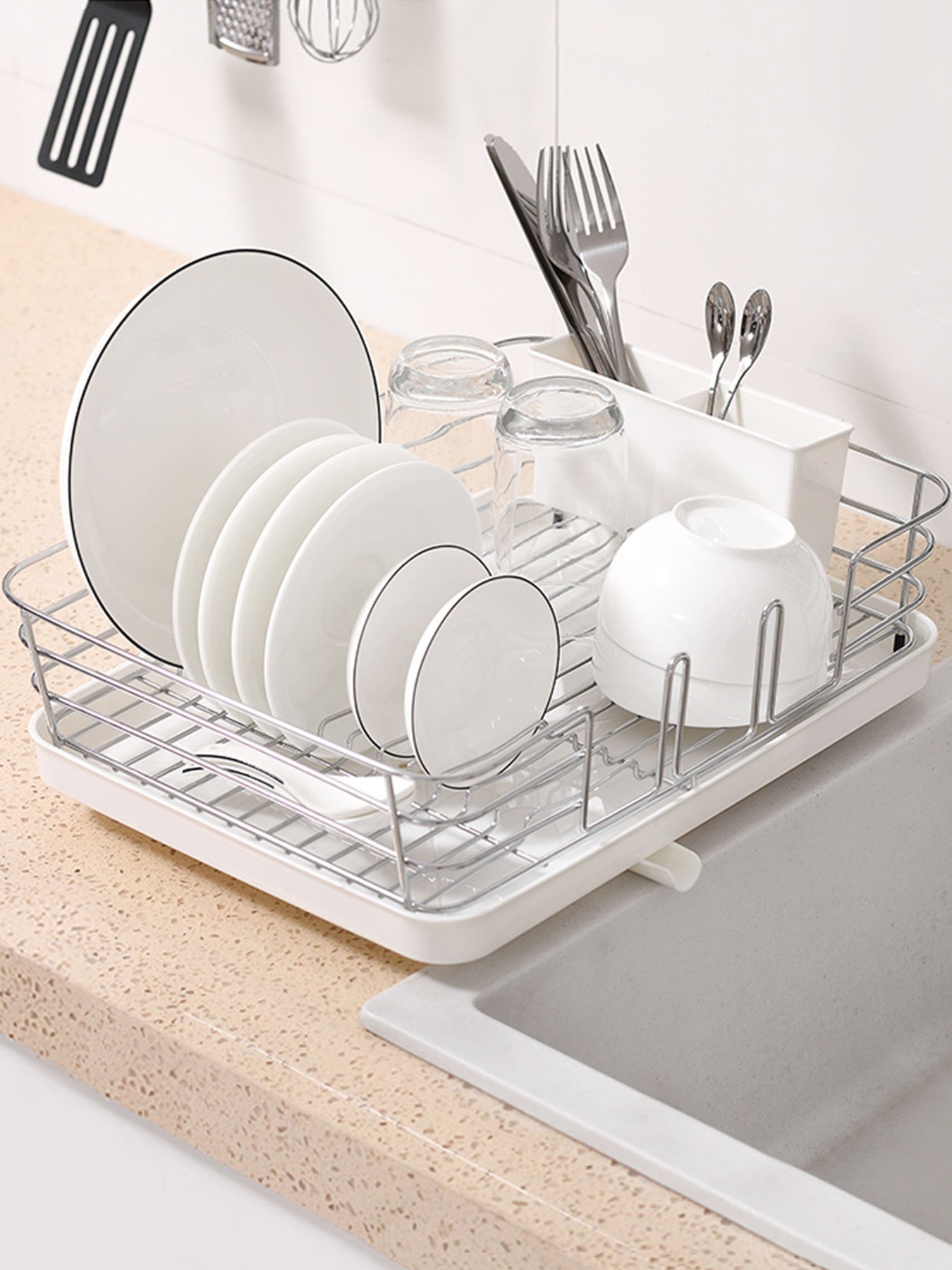 Сушилка для посуды с органайзером белая MBM HOME модель DR-02 WHITE Фото