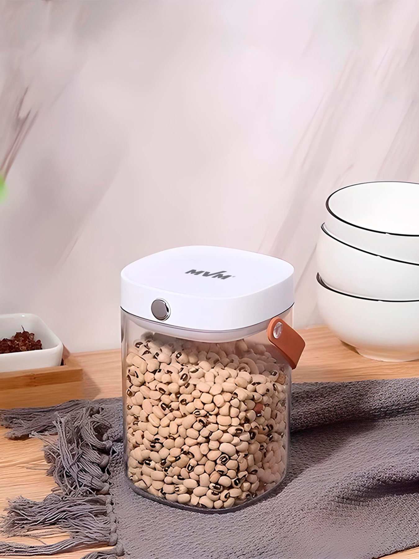 Емкость для хранения прозрачная с белым MBM HOME модель KP-07 M T/WHITE Емкость для хранения прозрачная с белым MBM HOME модель KP-07 M T/WHITE Фото