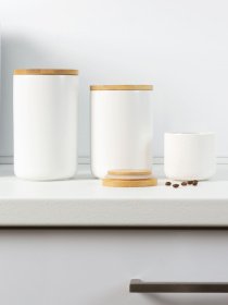 Емкость для хранения белая/дерево MBM HOME модель KP-13 S WHITE/WOOD Фото