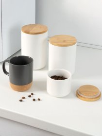 Емкость для хранения белая/дерево MBM HOME модель KP-13 S WHITE/WOOD Фото