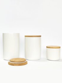 Емкость для хранения белая/дерево MBM HOME модель KP-13 S WHITE/WOOD Фото