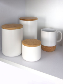 Емкость для хранения белая/дерево MBM HOME модель KP-13 L WHITE/WOOD Фото