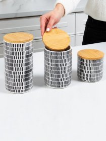 Ємність для зберігання з візерунком сіра/дерево MBM HOME модель KP-16 S GRAY/WOOD Фото
