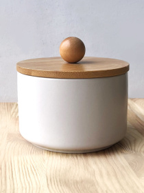 Емкость для хранения белая/дерево MBM HOME модель KP-17 WHITE/WOOD Фото