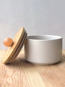 Емкость для хранения белая/дерево MBM HOME модель KP-17 WHITE/WOOD Фото