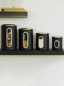 Емкость для хранения из нержавеющей стали черная MBM HOME модель KP-27 SS/BLACK Фото