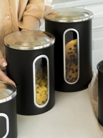 Емкость для хранения из нержавеющей стали черная MBM HOME модель KP-27 SS/BLACK Фото