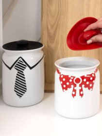 Емкость для хранения белая с черным MBM HOME модель KP-43 WHITE/BLACK Фото