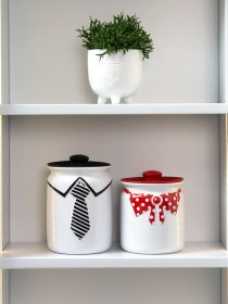 Емкость для хранения белая с черным MBM HOME модель KP-43 WHITE/BLACK Фото