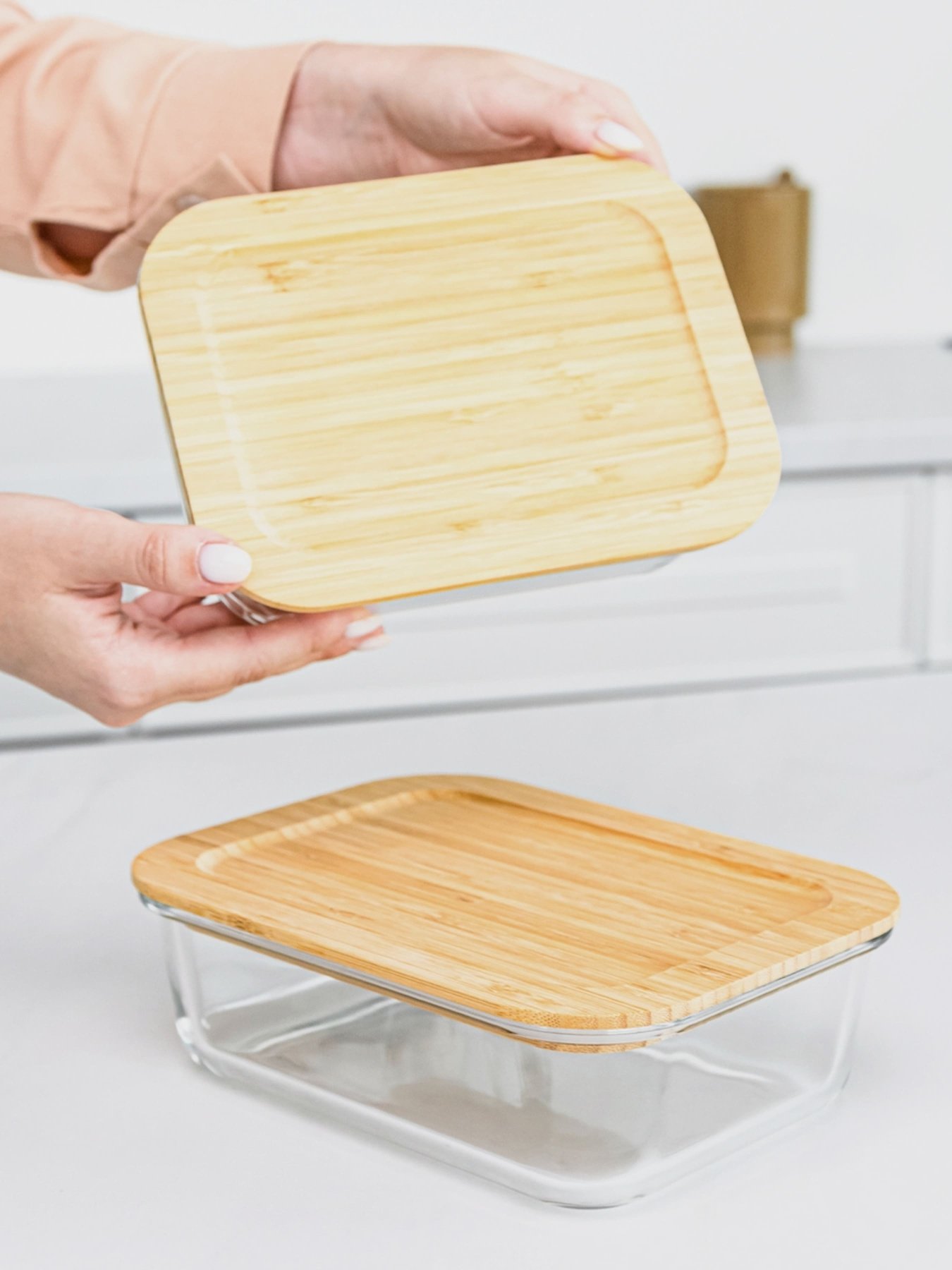 Емкость для хранения прозрачная/дерево MBM HOME модель KP-61 T/WOOD Емкость для хранения прозрачная/дерево MBM HOME модель KP-61 T/WOOD Фото