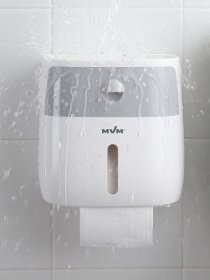 Тримач для туалетного паперу з поличкою клейкий білий з сірим MBM HOME модель BP-16 WHITE/GRAY Фото